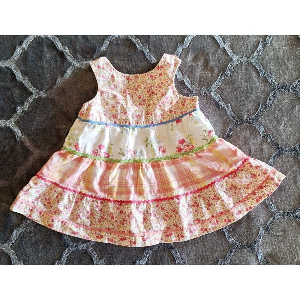 EUC Old Navy Infant Girl's Floral and Plaid Sun Dress/Sz. 3-6 months